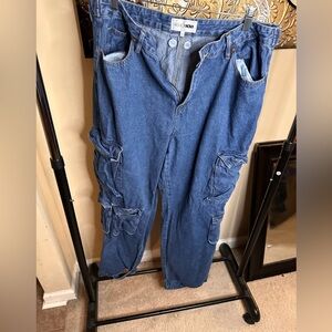 Fashion Nova Blue Cargo Jeans